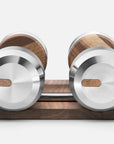 pent dumbbells pair with wood stand