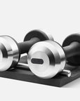 pent black wood pair of dumbbells