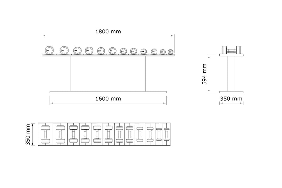 Pent Rack Size COLMIA™ LIGHT - Dumbbells With Horizontal Rack, Home Fitness Weights ...