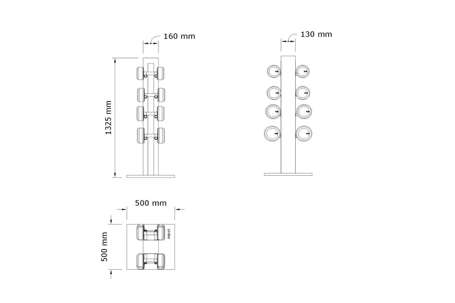 Pent Rack Size COLMIA™ POWER - Dumbbells With Vertical Rack, Set Of Weights for home ...