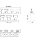 kettlebells set pent dimensions