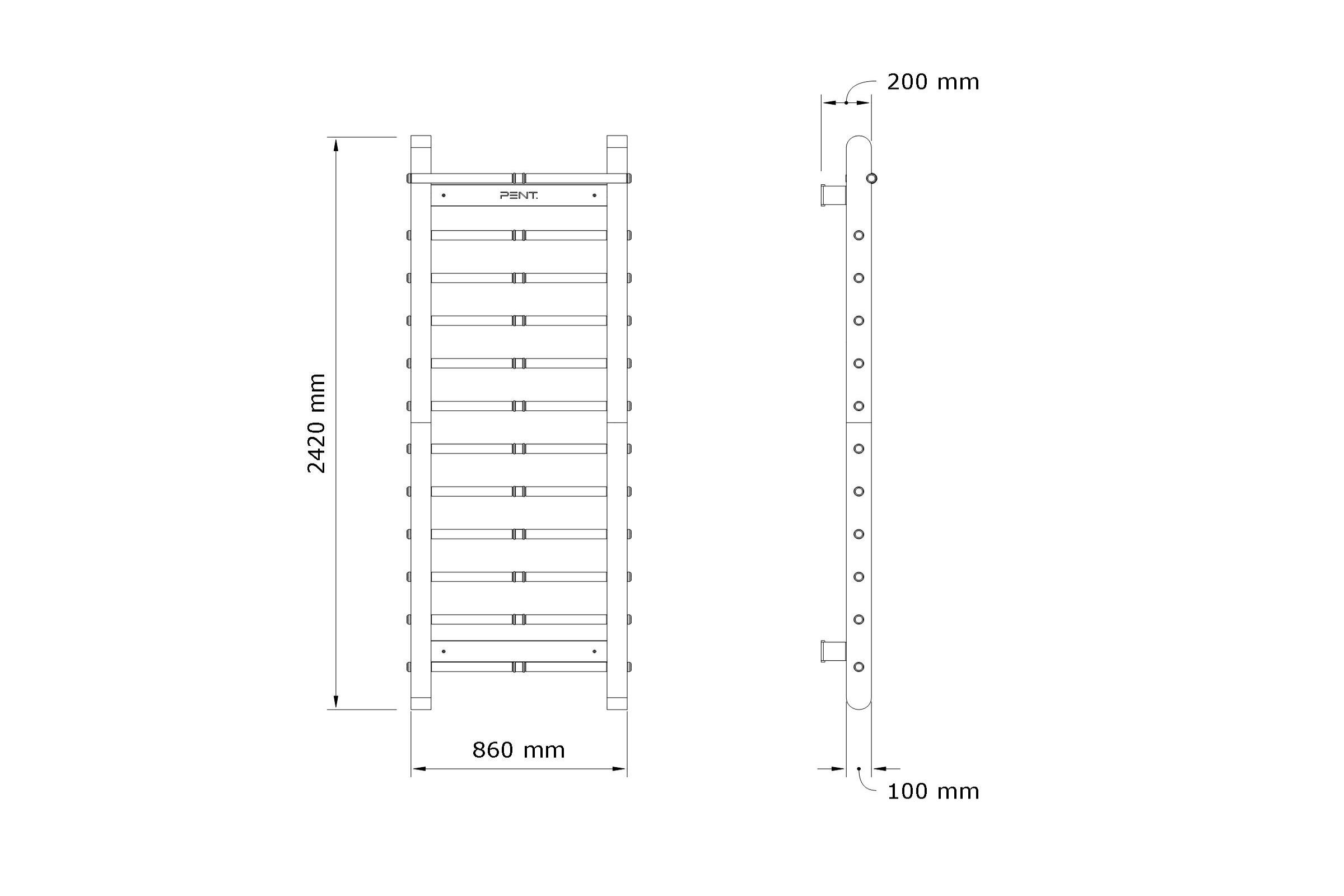 fitness wall bar dimensions 