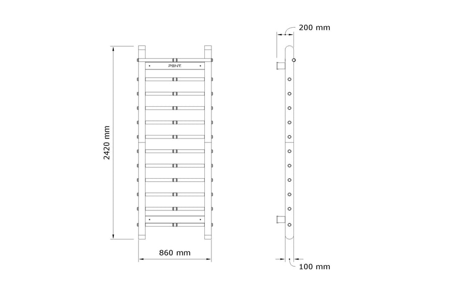 fitness wall bar dimensions 