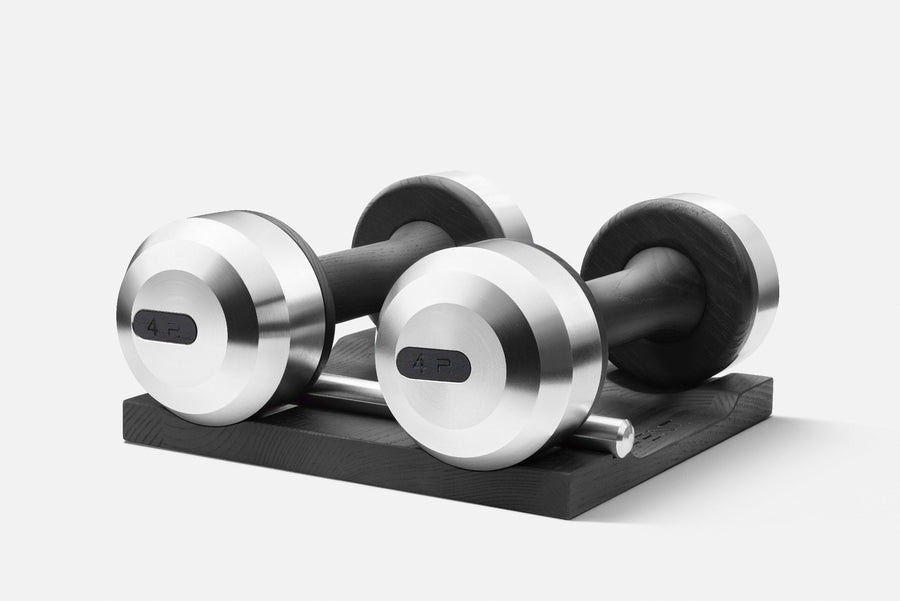 pent black wood pair of dumbbells 